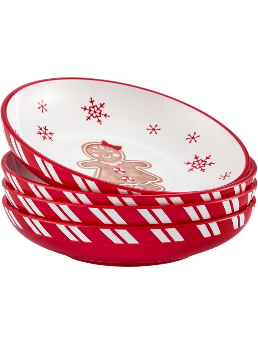 Set of 4 Large Ceramic Pasta & Salad Bowls - Microwave/Dishwasher Safe, Perfect